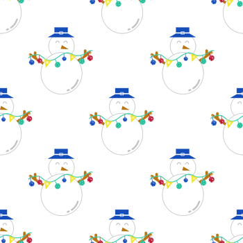 Christmas seamless pattern with cute snowman and ornament png