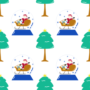 Christmas seamless pattern with snowball and pine tree png