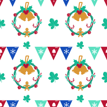 Christmas seamless pattern with garland and flag png