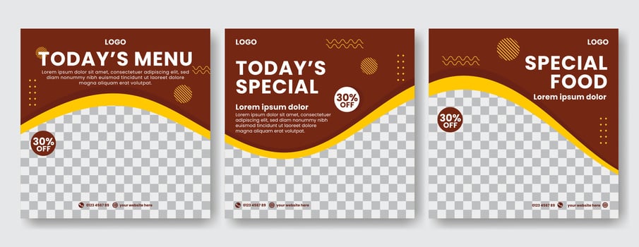 social media post template for food promotion simple banner frame vector