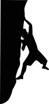 Silhouette of a Man Climbing Mountain on White Background vector