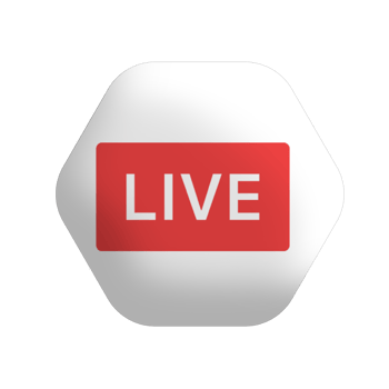 Live button icon on white polygon png
