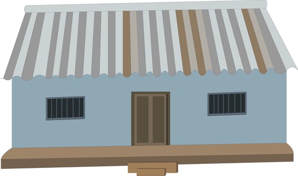 Blue house with metal roof vector