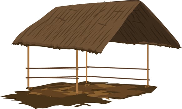 Thatched roof hut inviting relaxation and contemplation in a tropical paradise getaway location for travel vector