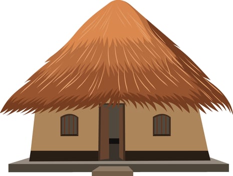 Charming thatched hut dwelling, perfect for travel brochures or architectural designs with rural simplicity vector