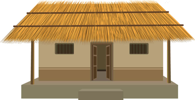 Charming thatched-roof hut evoking simplicity and rural living, inviting viewers to embrace a slower pace of life vector