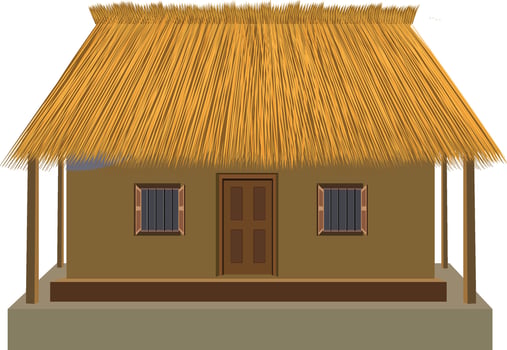 Charming traditional thatched-roof house evokes rural simplicity and cultural heritage beautifully designed vector