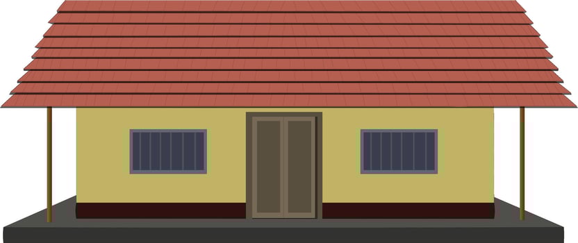 Cozy cartoon house with red roof and tan walls, a charming illustration for home design concepts vector