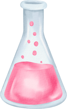 watercolor pink chemistry flask png