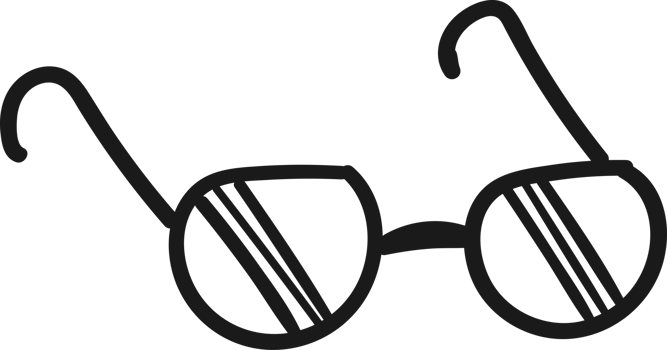cute doodle line eyeglasses png