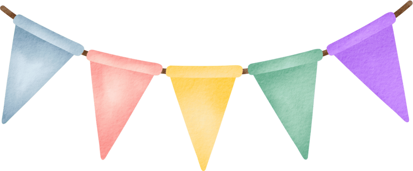 Watercolor colorful bunting flags png