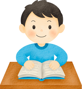 Watercolor boy reading book png