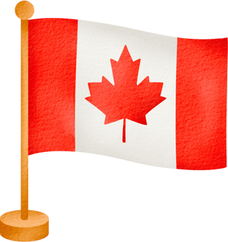 Watercolor Canadian flag on stand png