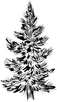 Christmas tree sketch hand drawn illustration vector