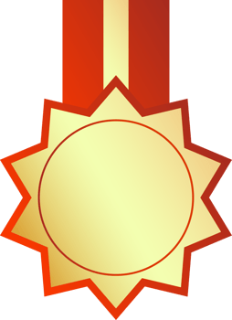 Gold red star badge coin png