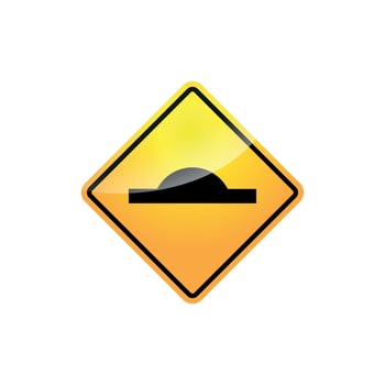 standard road sign indicating a speed hump or speed bump ahead. vector