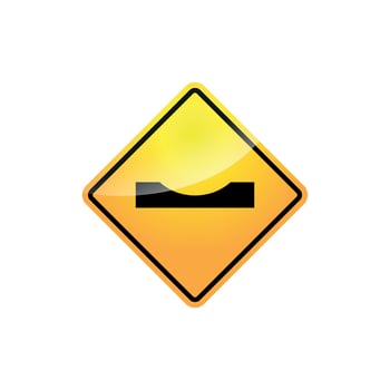 a traffic warning sign indicating a dip or depression in the road ahead. vector