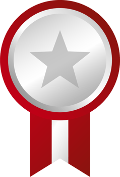 Silver badge red ribbon coin png