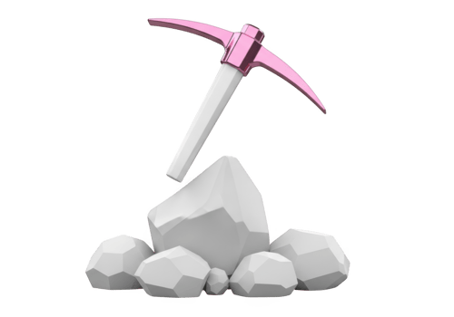 Mining concept with pickaxe and rocks isolated on transparent background png
