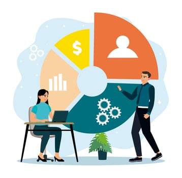 Business analytics teamwork illustration vector