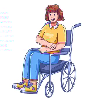 Woman seated in a wheelchair smiling vector