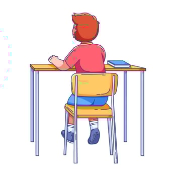 Student Sitting at Desk in Classroom vector