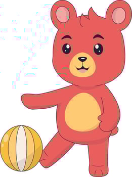 Cute Bear Character in Flat Style vector
