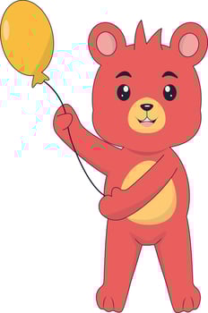 Cute Bear Character in Flat Cartoon Design. vector