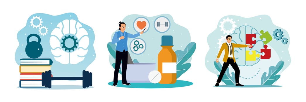 Fitness tools and health strategies illustration vector