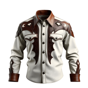 Western Shirt with Decorative Leather Accents png