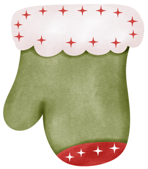 A green christmas stocking with red stars png