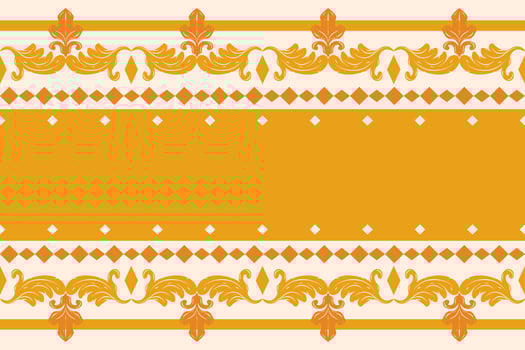 Magnificent Royal Delicate Luxury Gold Ornament and Diamond Geometric Style. Elaborate Beautiful Exquisitely Nature Inspired Horizontal Border Pattern on Light Beige Design for Wallpaper Embroidery vector