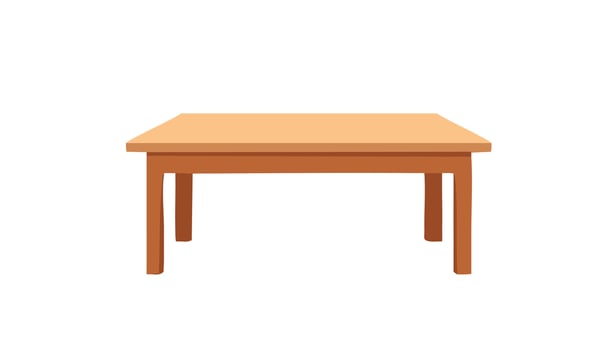 Simple flat style table artwork featuring light wood texture and clear white backdrop vector