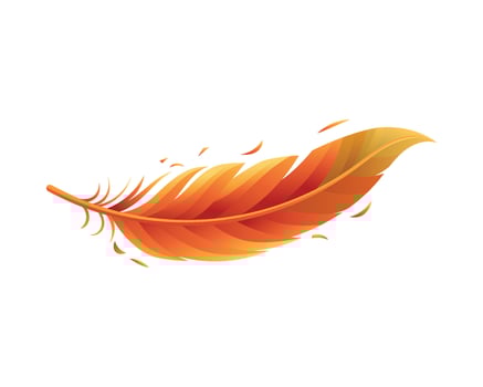 a vibrant, stylized feather, predominantly in fiery red and orange color vector