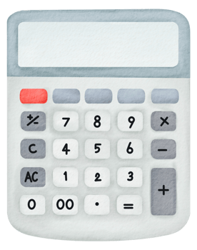 Watercolor calculator illustration, hand-painted style, isolated on white background png