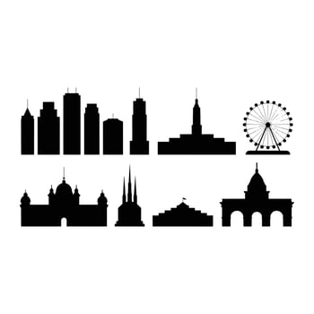 City skylines and architectural landmarks cityscape vector