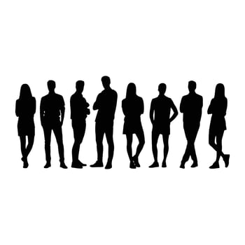 Diverse group of people standing silhouettes women vector
