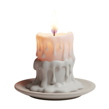 Lit candle on plate png