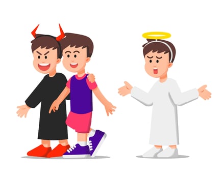 Children as devil and angel characters vector
