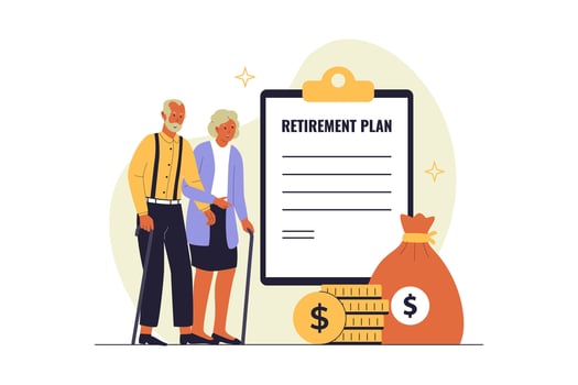 Senior Couple with Retirement Plan and Financial Savings Illustration vector