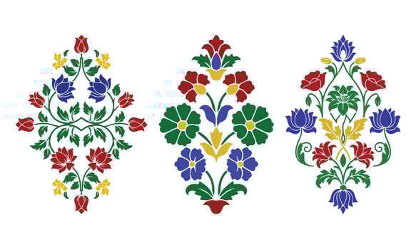 Mughal Floral Motif Design, Traditional Botanical Pattern vector