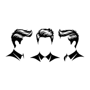 Stylized Male Hair and Collars silhouette style vector