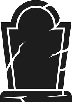 Broken Tombstone Silhouette - Spooky Halloween Grave vector