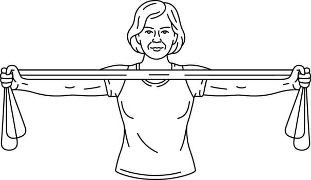 Woman stretching with resistance band exercise fitness vector