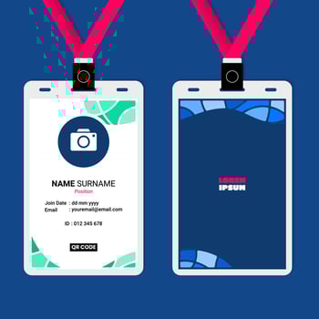 ID Card Design with Abstract Rounded Wave Mosaic vector