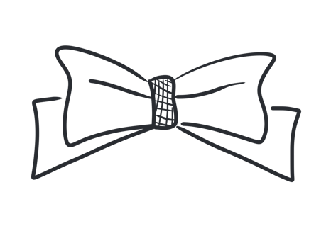 Minimalist outline drawing of a bow, great for versatile and clean decor png