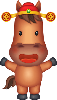 Chinese new year of 3D cartoon nursery character horse with traditional hat png