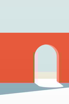 Flat Minimalist Colorful Building Wall Art vector