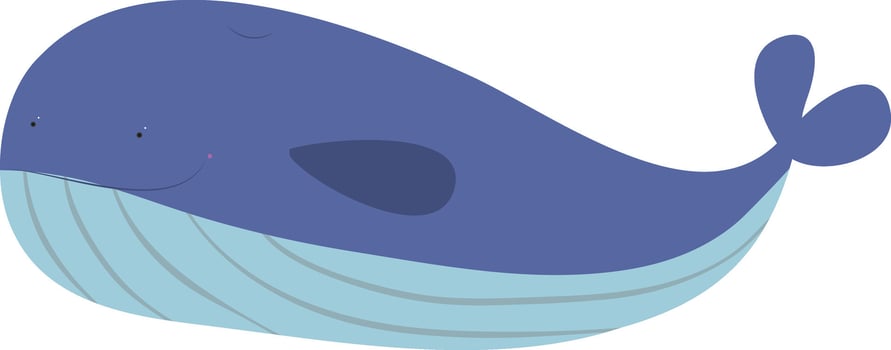Cute Smiling Blue Whale Cartoon Illustration vector