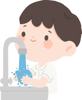 Boy washing his hands in the sink png